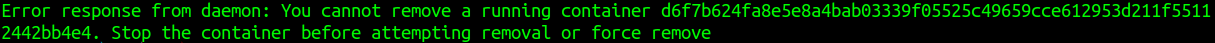 Error al borrar un contenedor en ejecución