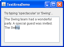 A snapshot of TextAreaDemo