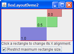 Three components with mixed X alignments