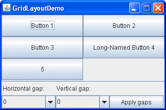 A picture of a GUI that uses GridLayout